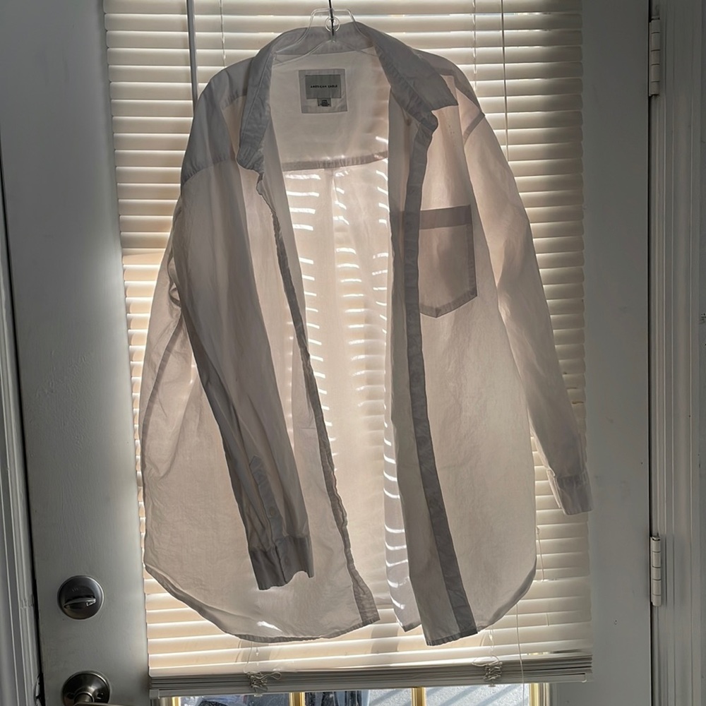 Womens white plain button up
